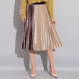  leated Velvet Midi Skirt