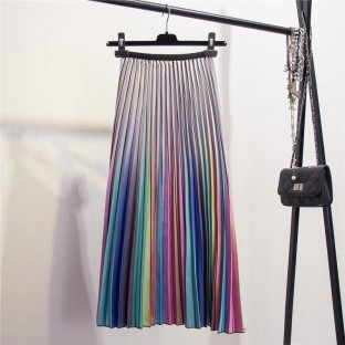  bow Pleated High Waist Skirt